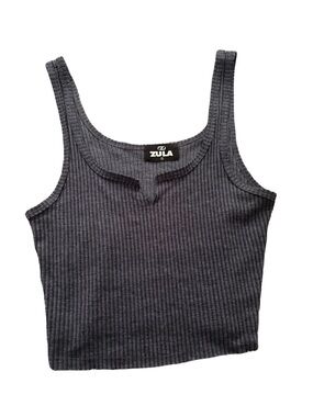 Zula Women's Ribbed Tank Top in Charcoal Gray